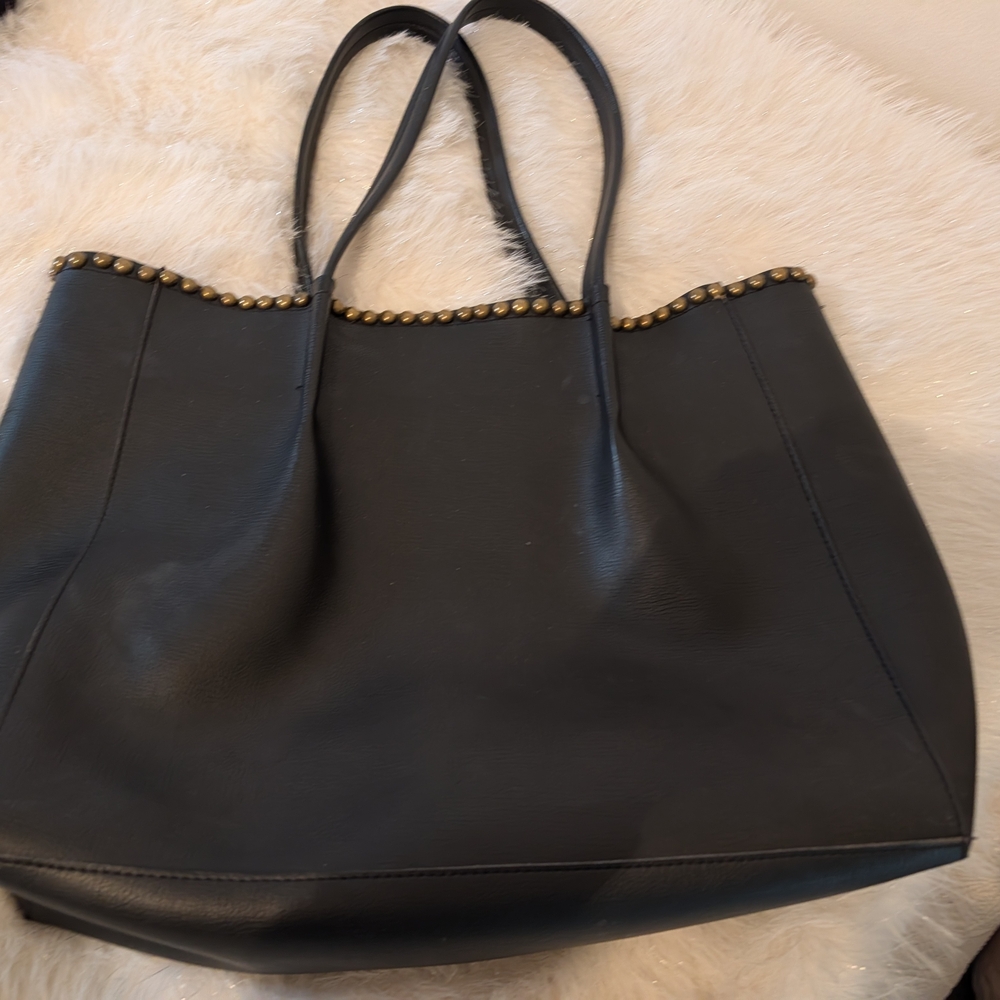 B-Low the Belt Black Tote with Gold Studs